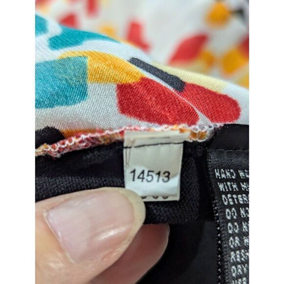 C'est City Women's Multi-Color Tie-Waist Black Knit Back Sleeveless Silk Top Siz - Picture 9 of 10